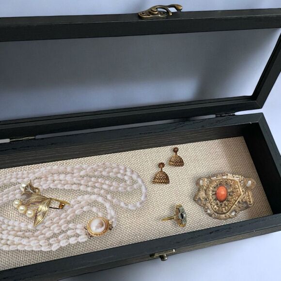 GraduatePro Rustic Black Shadow Box Frame Linen Back Hinged Glass Window - Picture 9 of 16